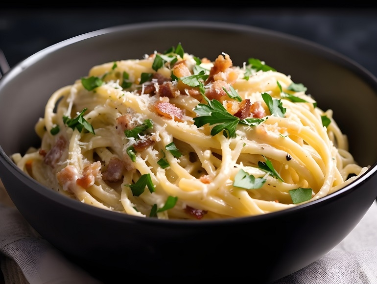 Spaghetti Carbonara Spaghetti Carbonara auf Teller