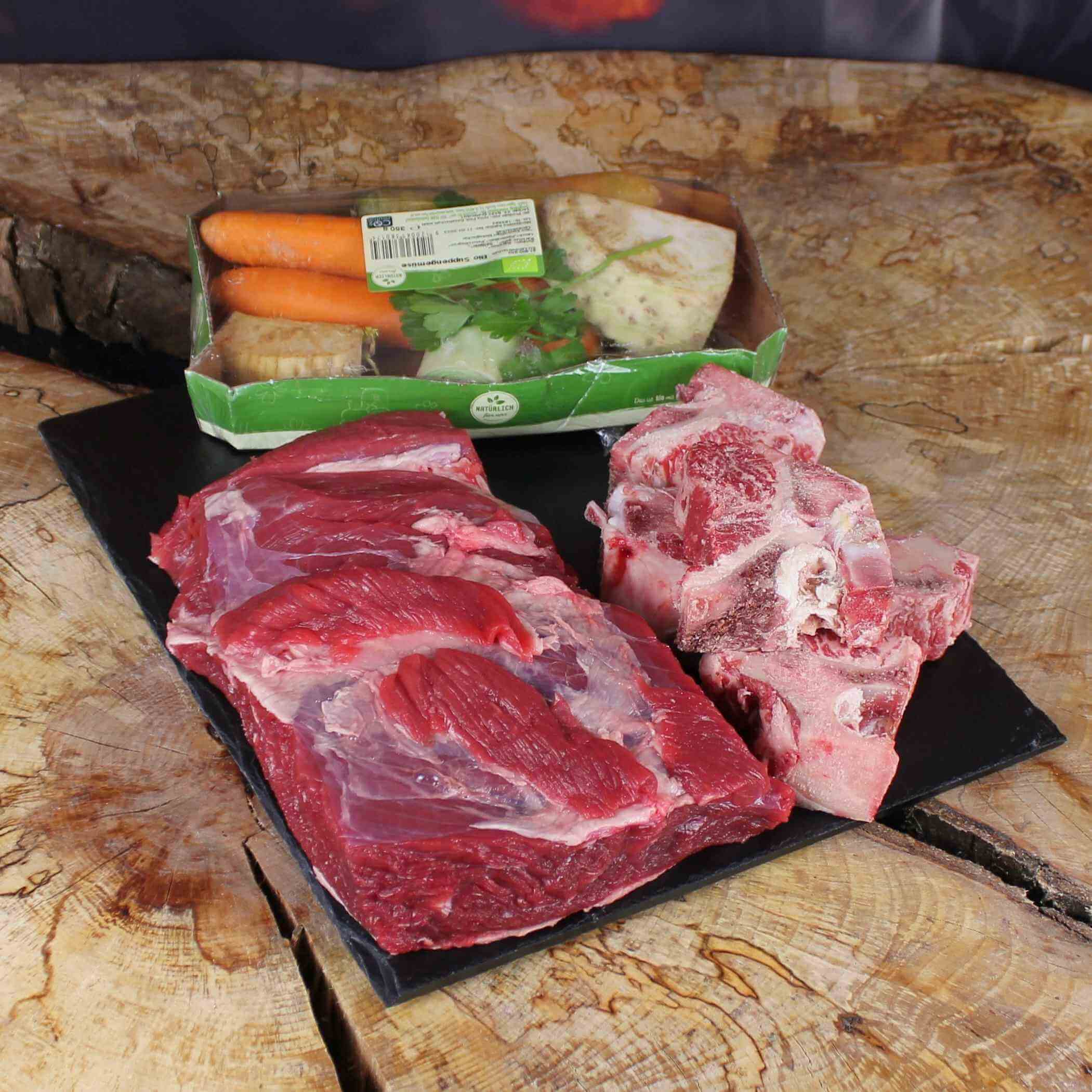 Bio Suppenpaket Bio Suppenpaket mit Knochen, Suppengrün und Suppenfleisch kaufen