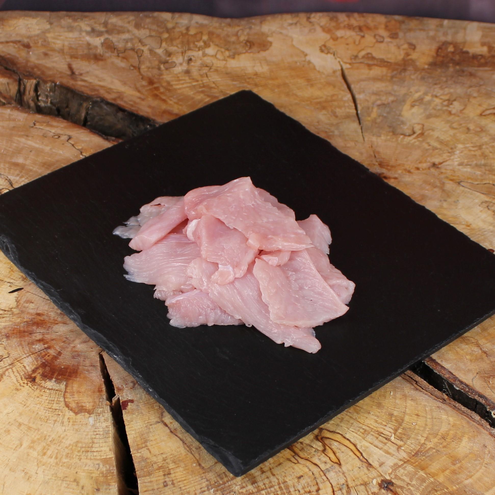 Bio Putenbrust auf Fondue oder Raclette geschnitten Bio Putenbrust auf Fondue oder Raclette geschnitten